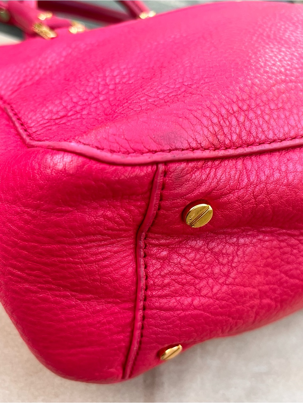 Tory Burch Small Amanda Satchel Bright Pink Leather Gold Hardware - Picture 9 of 10